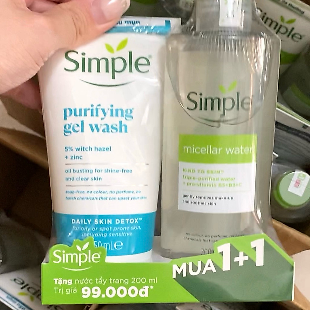 Sữa Rửa Mặt SRM Simple Da Khô Dầu Mụn Nhạy Cảm Xanh Lá Dương Trong Đục