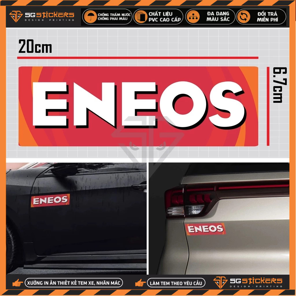 Sticker Ô Tô ENEOS | STOT-04 | Tem Dán Xe Ô Tô Oto Xe Hơi Sườn Đèn Cản Sau Kính Lái... Chống Nước, B
