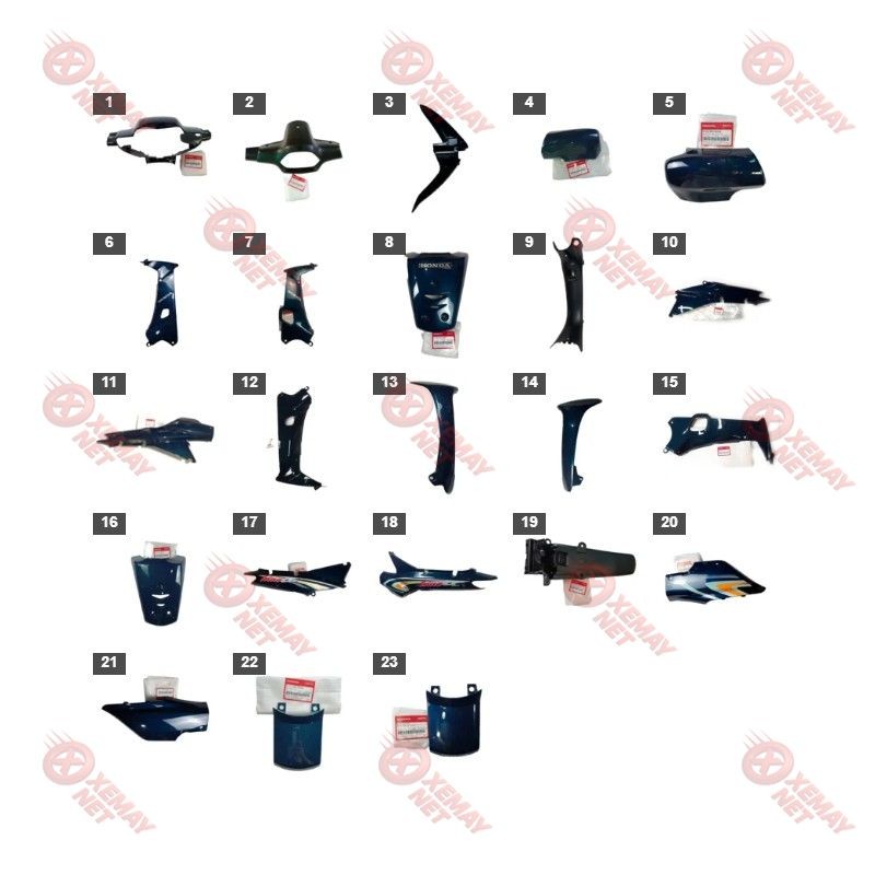 Bộ Nhựa - Dàn Vỏ - Dàn Áo Wave A Nhỏ 100 Màu Xanh Lục (Xanh Nhớt) Lốc Đen B142