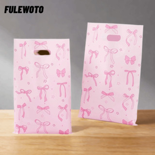 FILEWOTO 10 / 25 / 50 Túi Đóng Gói Quà Tặng, Túi Đựng Bánh Kẹo Nơ Ngọt Bằng Nhựa, Kawaii Dày Màu Hồng Cho Bé Tắm Túi Quà Tặng Cho Bé Gái Sinh Nhật