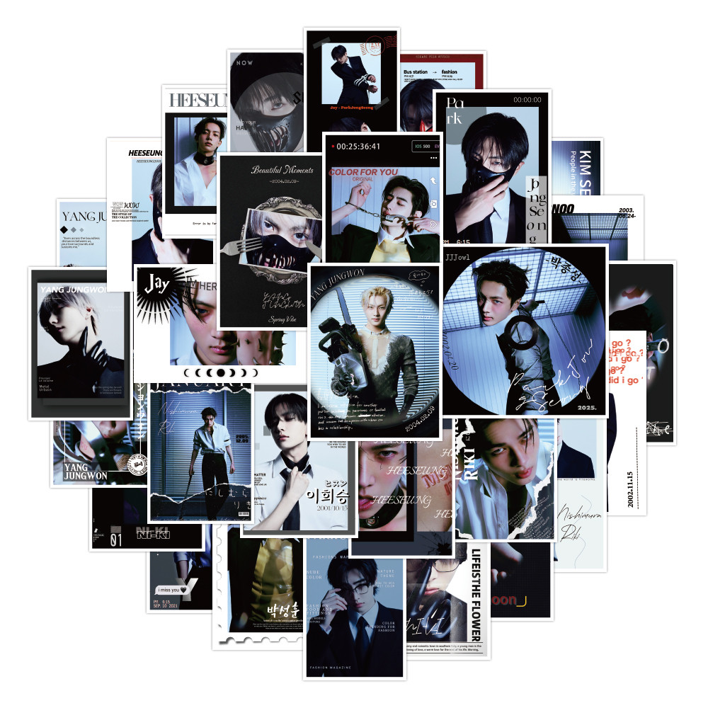 30 Miếng Hình Dán Phong Cách Enhypen K-Pop - Hình Dán Trang Trí DIY cho Bình Nước, Hành Lý & Ốp Máy 