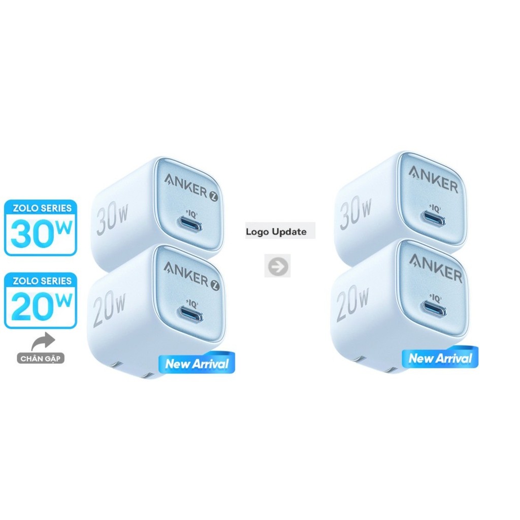 Củ sạc nhanh Anker Zolo GaN 20W/ 30W | 1 cổng USB-C | Sạc nhanh Power IQ 3.0 | Chân gập gấp gọn tiện lợi - A2699 | BigBuy360 - bigbuy360.vn