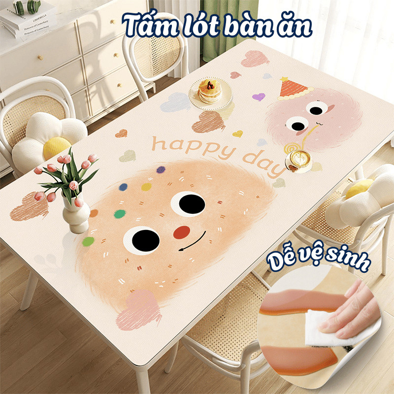 Tấm Lót Bàn Ăn Da PU Chống Nước, Bám Bẩn Toam Họa Tiết Dễ Thương, Khăn Trải Bàn, Thảm Trải Bàn Học Sinh, Bàn Trà