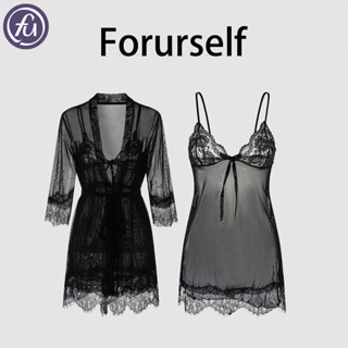  Set đồ ngủ sexy nữ gồm váy và áo choàng kiểu đầm 2 dây xuyên thấu có quần lót khiêu gợi 