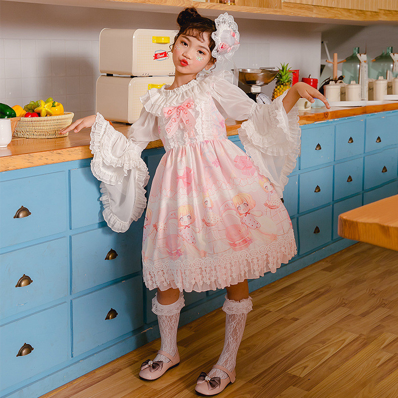Ban Đầu Trẻ Em lolita Trang Phục Macaron Mùa Hè Cô Gái Công Chúa lolita lolita Đầm Sling Đầm