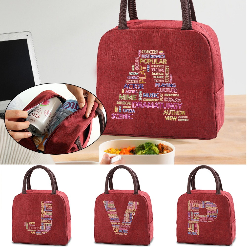 Beg Makan🌟Lunch Box Bag Insulated Thermal Dinner Pack Insulated Bag Lunch Bag Text Serise