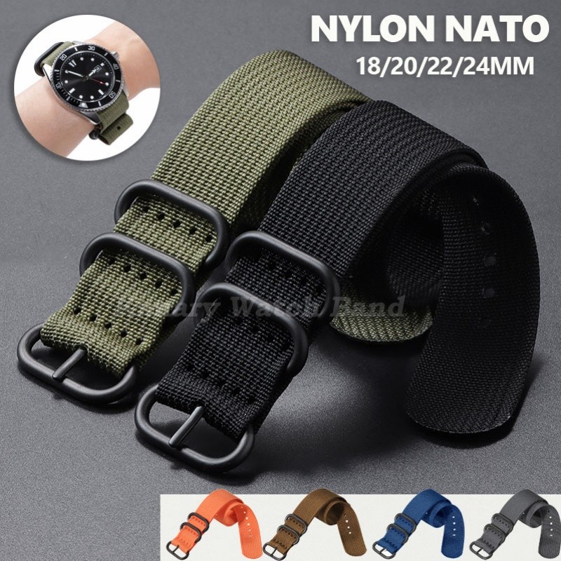 Dây Nylon NATO gân đa năng 18-24mm, vòng Zulu thể thao quân sự, nam nữ
