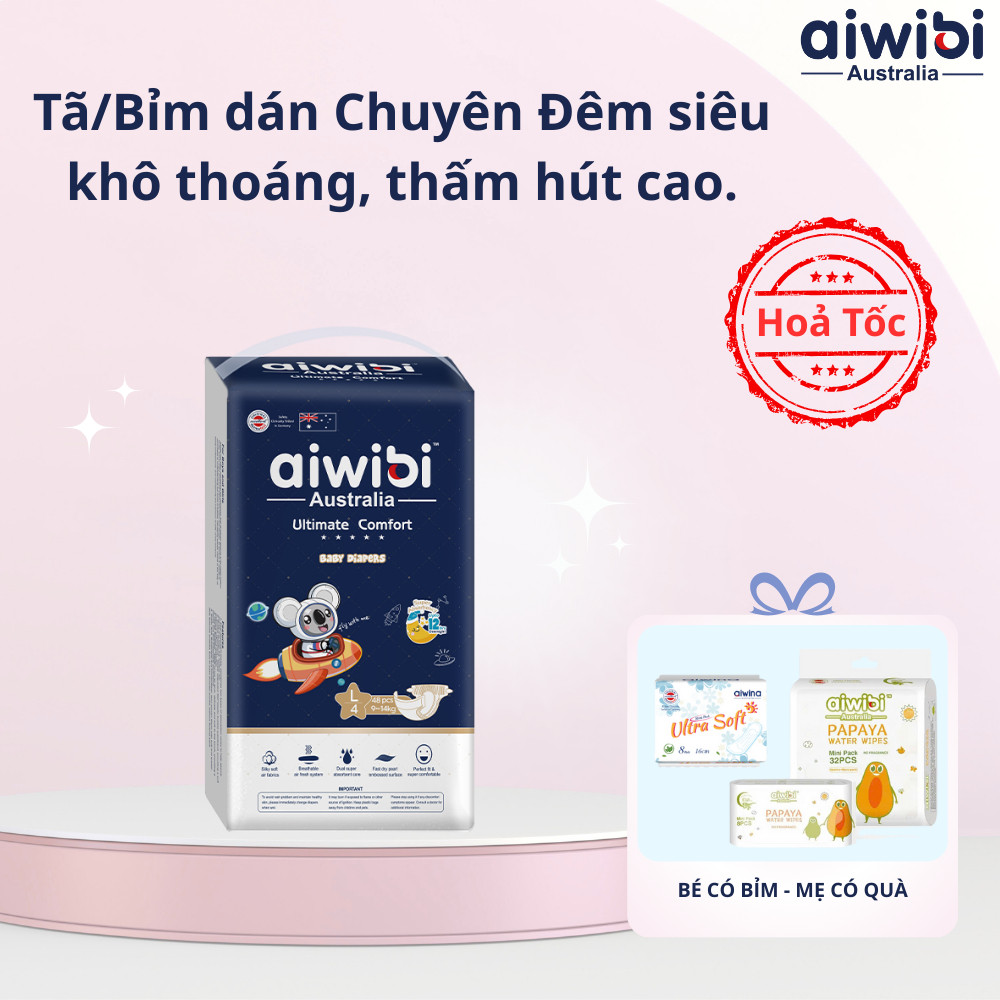 Tã dán cao cấp chuyên ban đêm Ultimate Comfort AIWIBI - Thấm hút vượt trội
