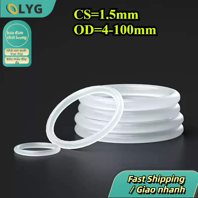 Giao Hàng Nhanh Vòng Đệm Silicon Trắng CS1.5mm OD4-100mm Cấp Thực Phẩm / White Food Grade Silicone O