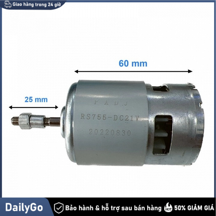Motor 755 loại trục có ren, loại 1, quy cách chuẩn, chất lượng đảm bảo