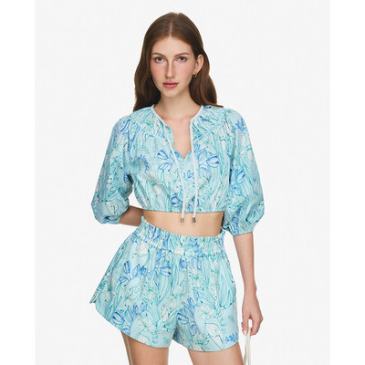 GIGI - Áo kiểu cổ V tay lỡ phom croptop phối họa tiết hoa_G1110T253238-28