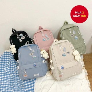 Ba lô dễ thương có mặt dây chuyền Túi đeo vai sinh viên đại học (Huy hiệu ngẫu nhiên)