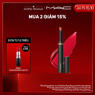 Son thỏi dạng bút MAC Powder Kiss Velvet Blur Slim Stick nhẹ môi, dưỡng ẩm, giữ màu, khóa ẩm sắc nét 12H