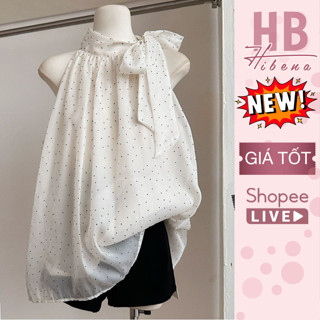 Áo Yếm Đi Chơi Điệu Đà Hibena, Áo Mặc Tết, Áo Cổ Yếm Cột Dây Thắt Nơ Babydoll 2 Lớp Tiểu Thư AY01