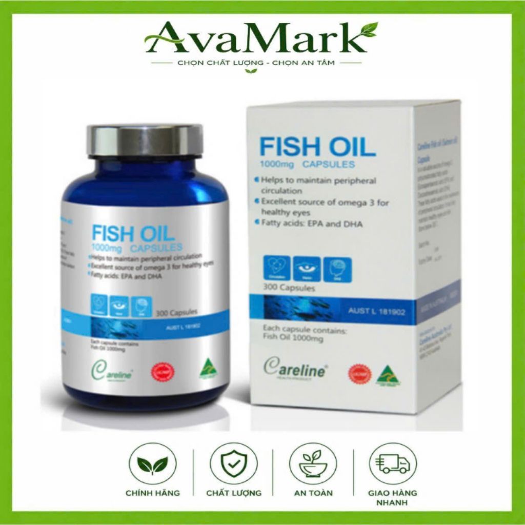 DHA bầu Careline Fish Oil dầu cá hồi bổ sung omega hộp 100 viên