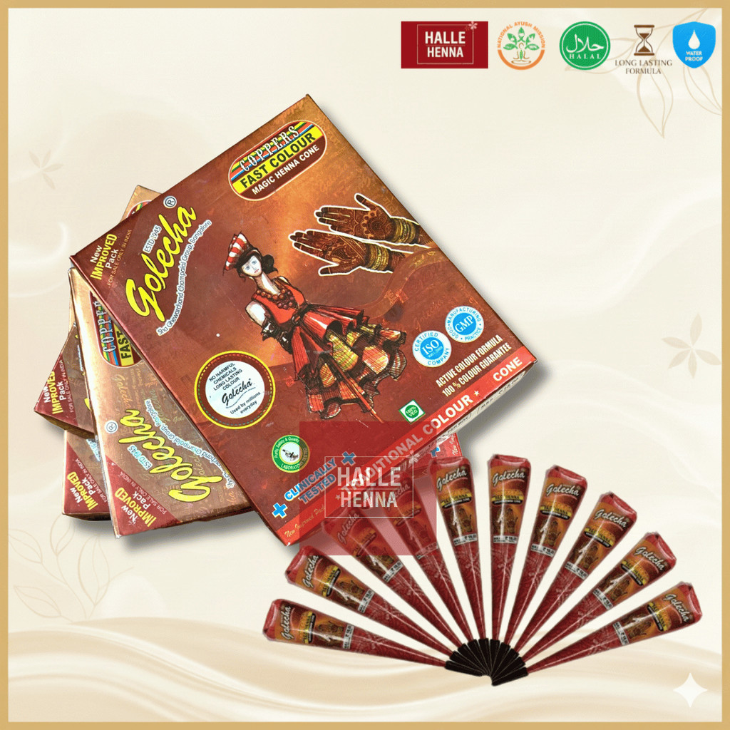 Mực Vẽ Henna GOLECHA màu NÂU SOCOLA Chính Hãng Ấn Độ – Henna Cone Vẽ Mehendi, Body Art, Lưu Màu Đẹp