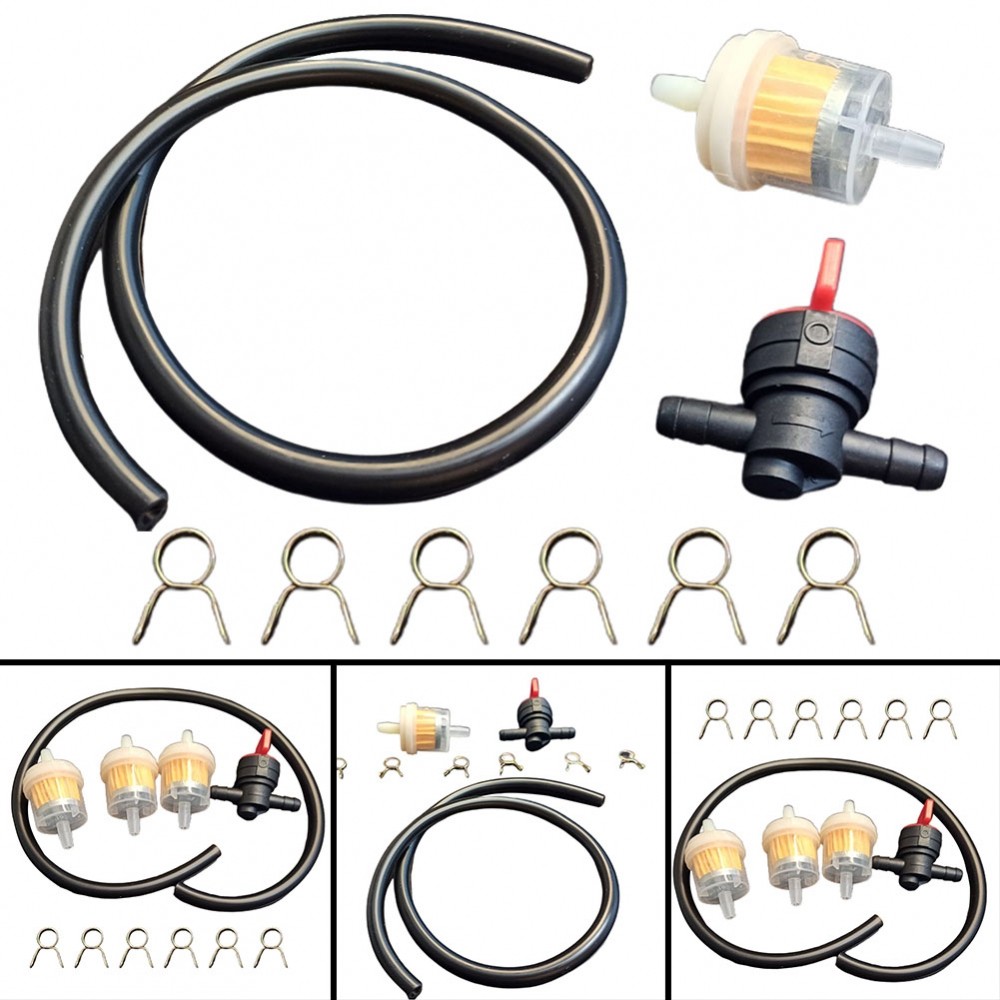 [DOLLDOLL-VN]Gasoline Tap 5-6mm Black Hose 45cm Fitting Hose Clamps Brand New 6mm Filter