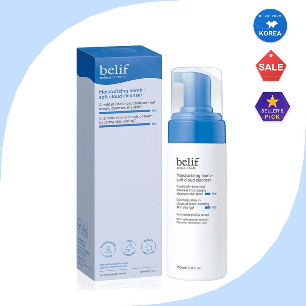 [belif] Bom dưỡng ẩm - Sữa rửa mặt đám mây mềm, 150ml, 1 Sữa rửa mặt Hàn Quốc / Sữa rửa mặt nhẹ nhàn