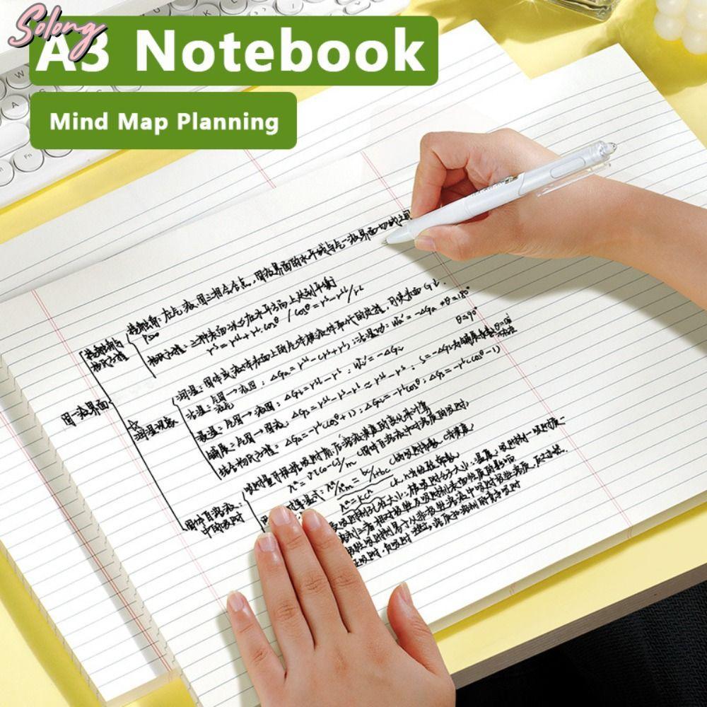 COMME 50 tờ A3 Notebook, Giấy nháp viết học sinh có thể xé được, Kế hoạch tư duy dày dặn A3 Tấm lót 