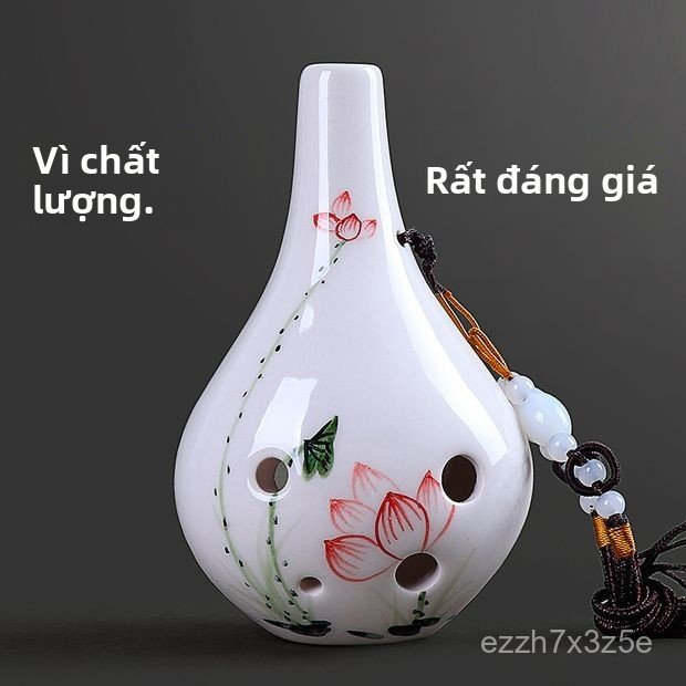Kèn Ocarina dáng đứng 6 lỗ tone Alto C bằng gốm cao cấp nhạc cụ thổi hơi mini cho học sinh sinh viên