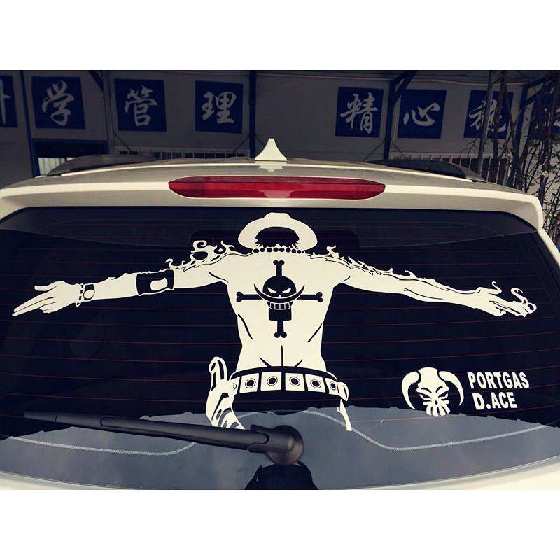 Nhãn dán ô tô One Piece Ace Back Nhãn dán kính cửa sổ phía sau