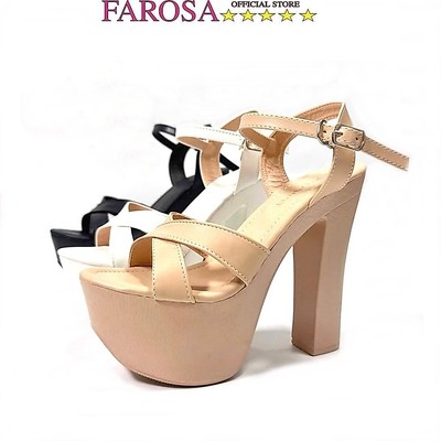 Giày cao gót nữ quai chéo siêu nhẹ FAROSA -C15 sandal cưới sang chảnh êm chân cực xinh