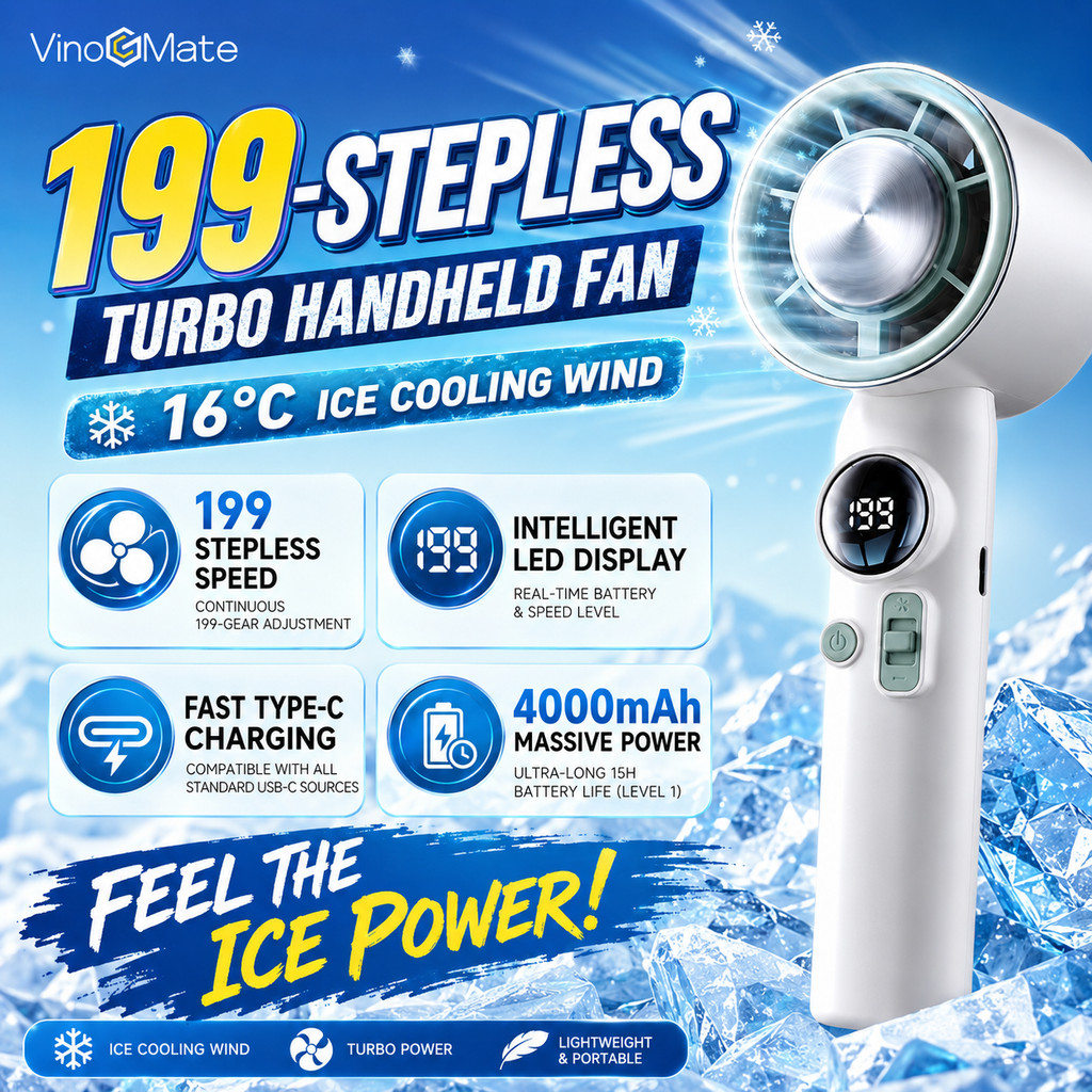 Kipas Angin Di Động TEC Làm Mát 199 Cấp Độ Gió Siêu Mạnh Kipas Tangan Động Cơ Không Chổi Than Pin Dà