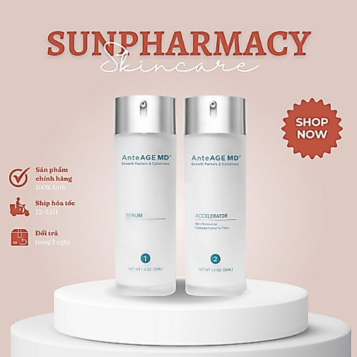 Bộ Đôi AnteAGE MD System MD Serum (1) & MD Accelerator (2) Chống Oxy Hóa, Phục Hồi (Mẫu mới Biosome)