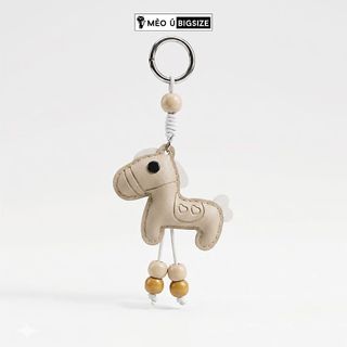 Charm móc khoá Mèo Ú hình ngựa mini phối dây treo hạt