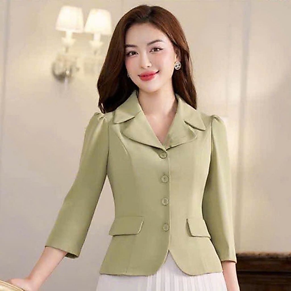 ÁO KIỂU CÔNG SỞ N77 CỔ VEST TAY DÀI THANH LỊCH