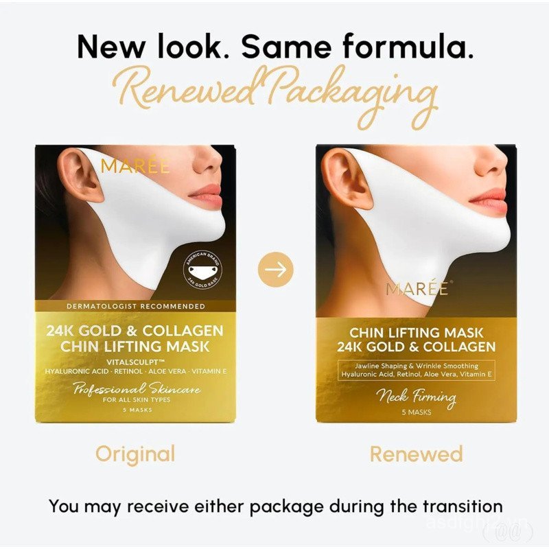 VLineLiftingMaskMARÉE – Choose24KGold, HyaluronicAcid, orPDRN – InstantGlow, DeepHydration & FirmJaw