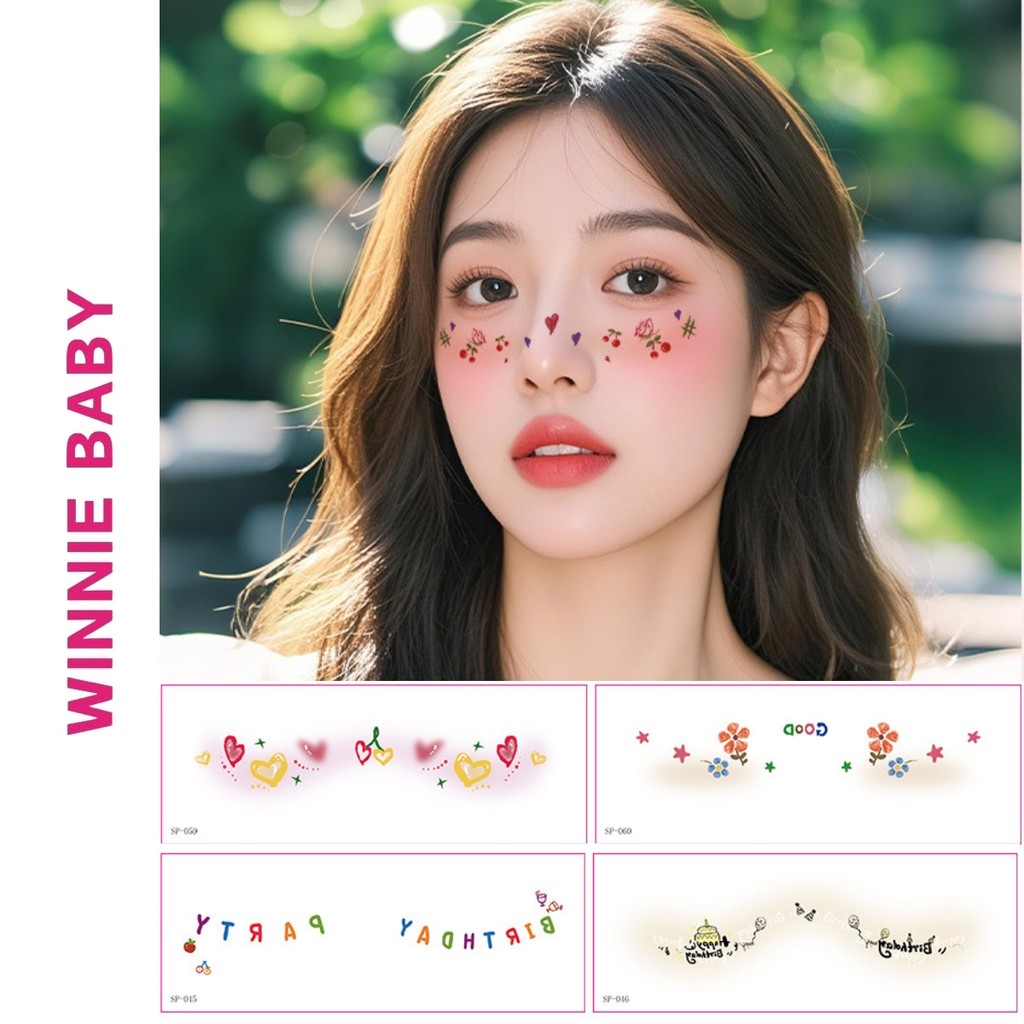 Tattoo Giả Dán Mặt Cho Bé Gái – Hình Xăm Tạm Thời Dễ Thương Hóa Trang Halloween, Chống Nước, Bền Màu