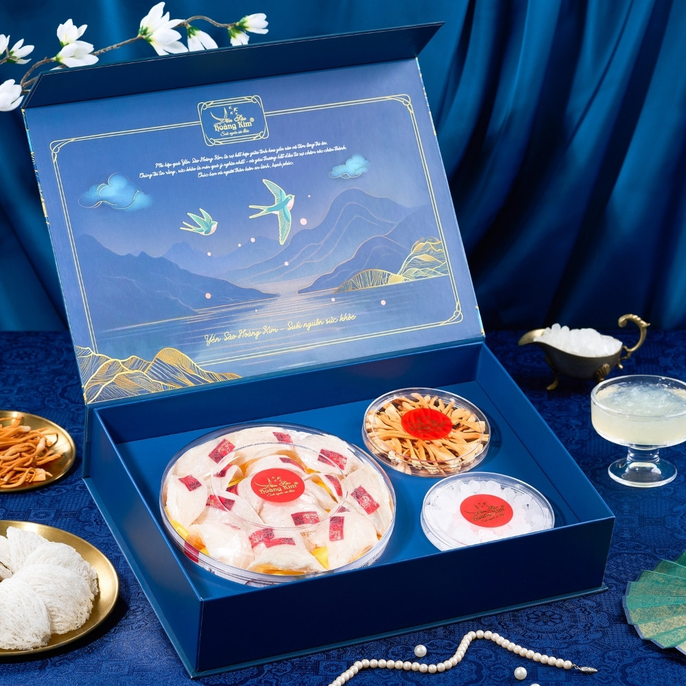 Hộp Quà Tặng Yến Sào Hoàng Kim - KIM LONG BỬU YẾN - 100g Tổ Yến Sạch Thượng Hạng