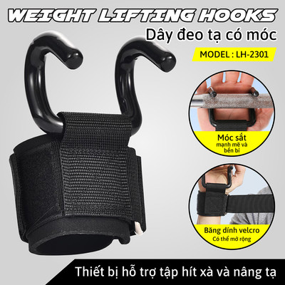 [MALL] Găng tay tập có móc,quấn cổ tay có móc thép trợ lực nâng đẩy tạ,gym Bảo Vệ Cổ Tay