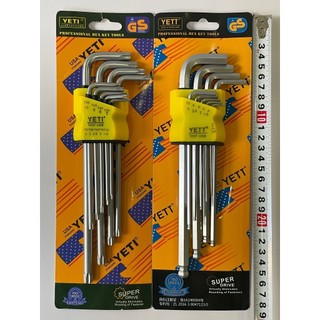  Bộ tua vít lục giác Yeti với đầu bi dài tiêu chuẩn và đầu bông 9 món dùng để bảo trì hàng ngày 