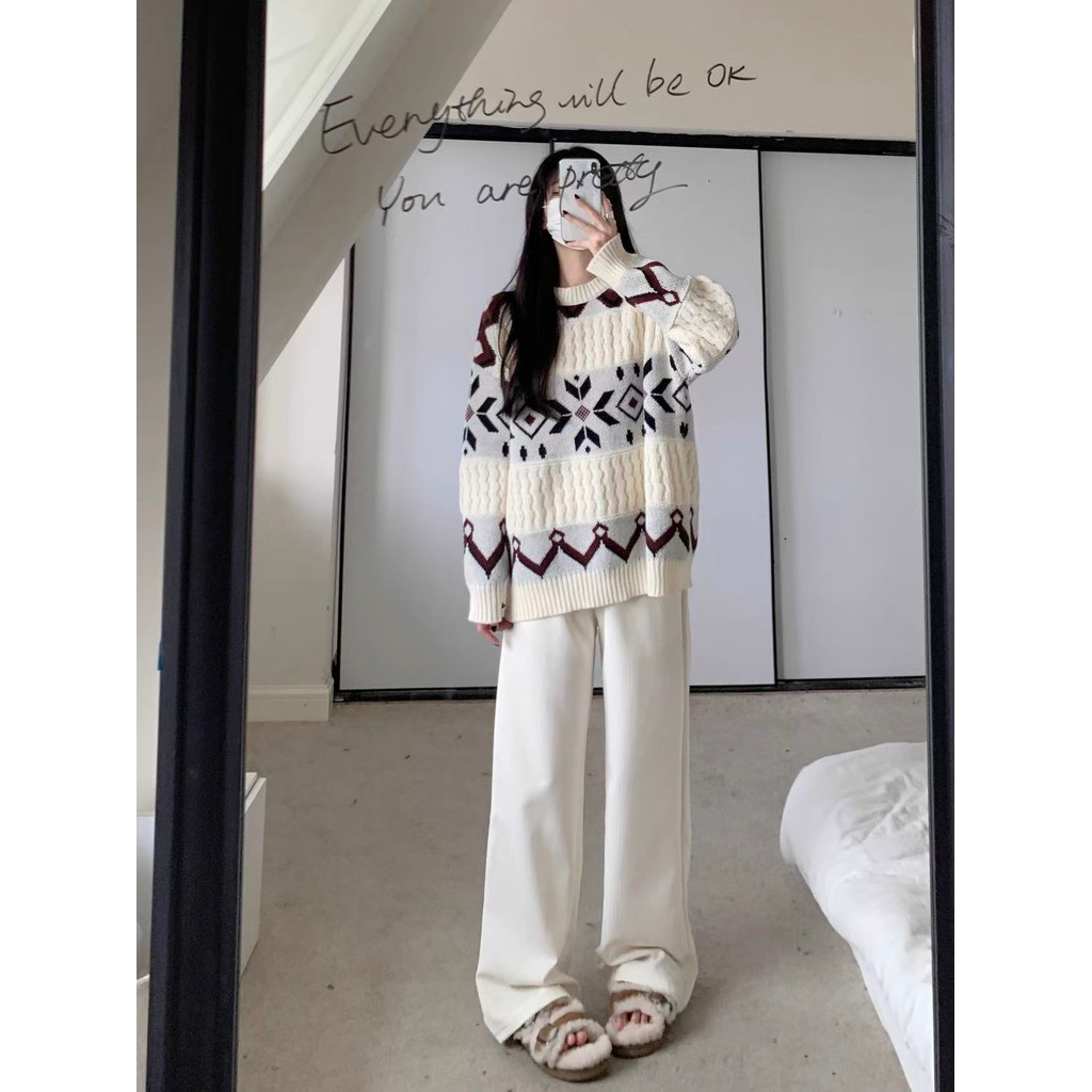 Áo len Nữ dệt kim Thu Đông Sọc Dệt Kim Phong Cách Mới | BigBuy360 - bigbuy360.vn