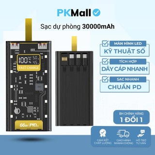   LINK DỰ PHÒNG  Sạc dự phòng 20000 30000MAH sạc nhanh 20W trong suốt tích hợp 4 dây sạc tích hợp đèn led chiếu sáng 
