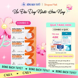 Combo 3 Hộp Khẩu trang Bông Bạch Tuyết 3 lớp trắng (50 cái/hộp)
