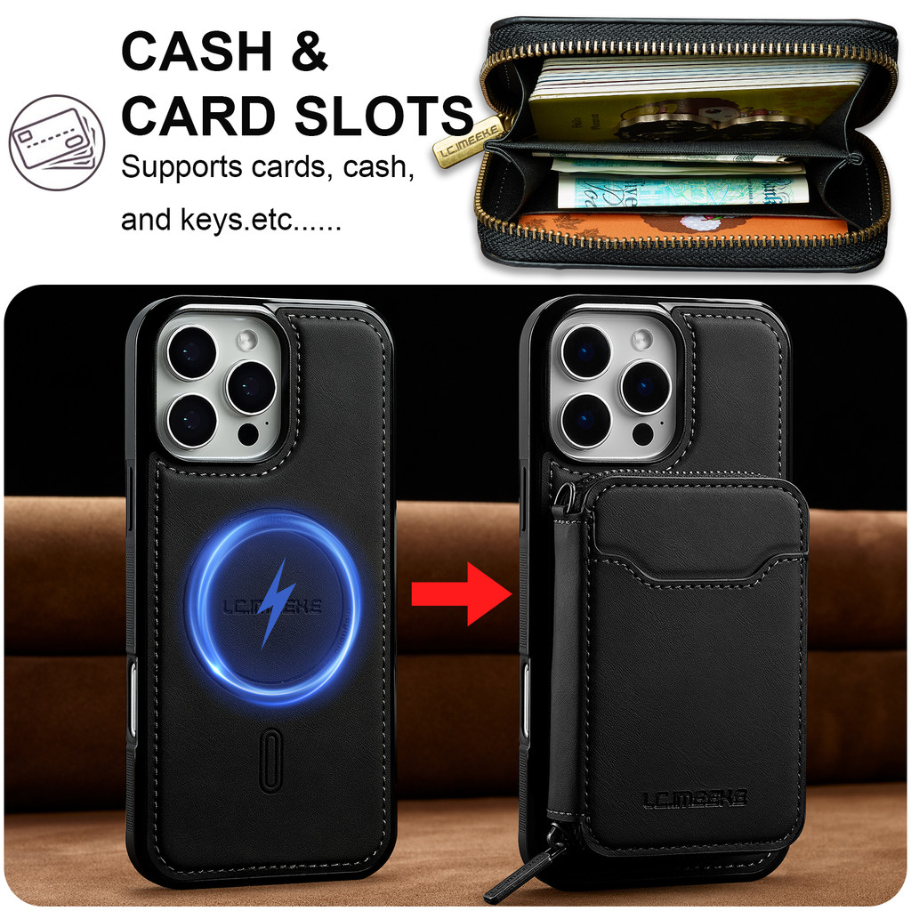 Chặn RFID Chia 2 Trong 1 Tương Thích Cho Magsafe Case Cho iPhone 16E 17E 17 AIR 16 PLUS 17 PRO MAX V