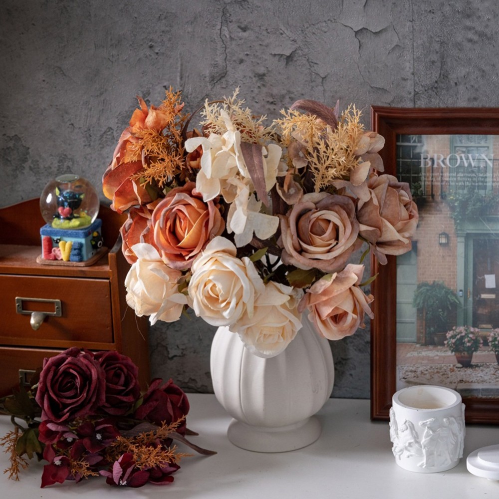 [DOLLDOLL-VN]Artificial Rose Bouquets Lightweight Flower Arrangement Home Interior Decor
