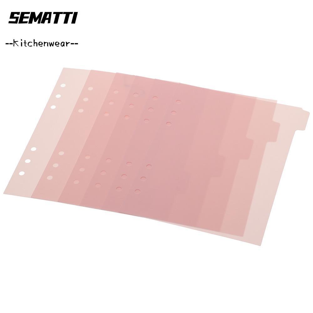 SEMATTI 6 CÁI Binder Divider, 6 CÁI 6 vòng Index Page Tabs, Planner A5 Nhựa Màu Hồng Binder Index Di