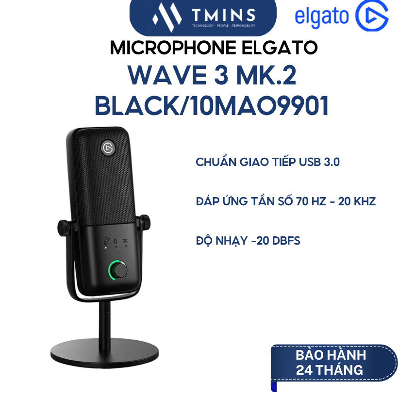 Microphone Elgato Wave 3 MK.2 Black/10MAO9901 - Hàng chính hãng