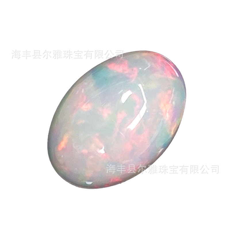 Vòng đá Opal tự nhiên Mặt hình quả trứng Opal Loose Stone Không tối ưu hóa Màu lửa đầy đủ Hình bầu d