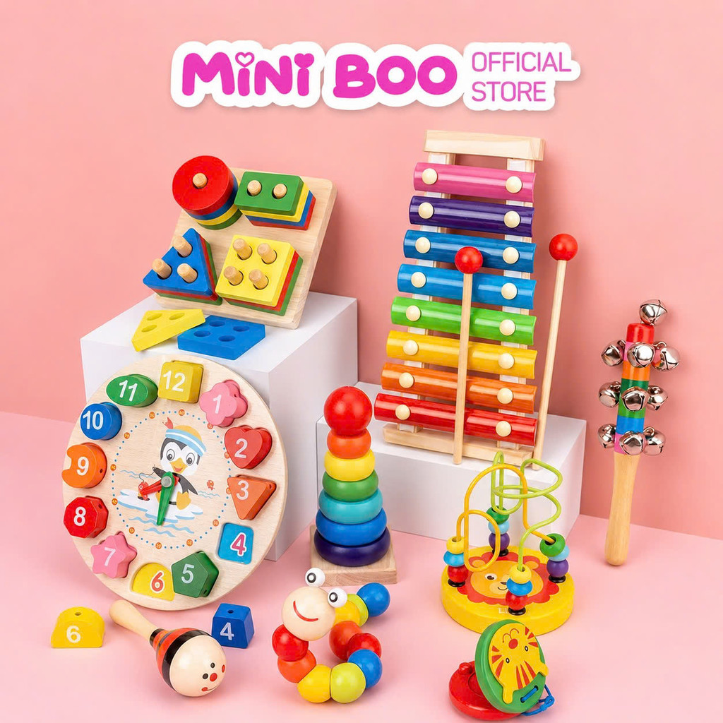 Đồ Chơi Giáo Dục Sớm Little Boo Combo 11 Món Đồ Chơi Gỗ Montessori Thông Minh Phát Triển Trí Tuệ Cho Bé