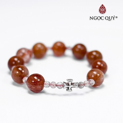 Vòng mân côi thạch anh tóc đỏ  Mẫu VC0302 - Ngọc Quý