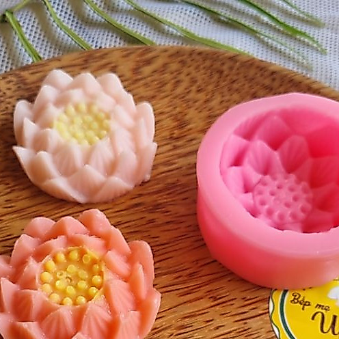 [KHUÔN 4D SALE] Khuôn Silicon Hoa Sen Nở 6cm