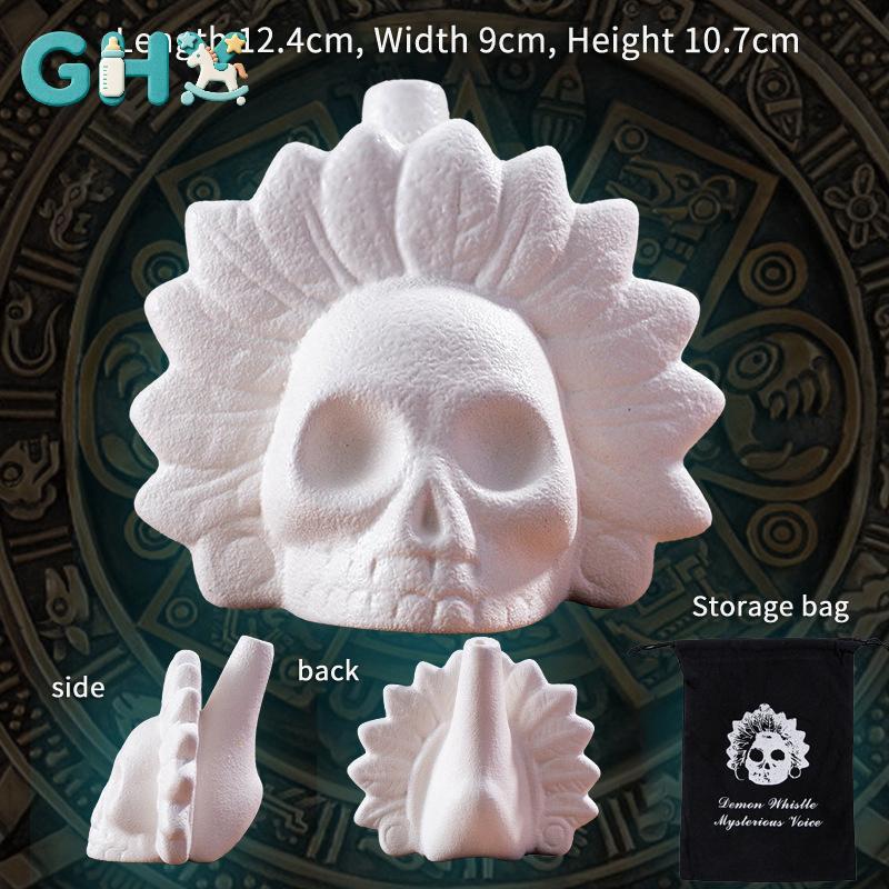 GHX Oril Aztec Death Còi To La hét Aztec Death Còi Mới Lạ Skeleton Còi Halloween Dự Tiệc Cung Cấp Đạ