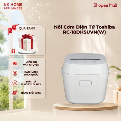 Nồi Cơm Điện Tử Toshiba RC-18DH5UVN(W) 1.8L - Công Nghệ Umami - Nấu AI Thông Minh | BH chính hãng