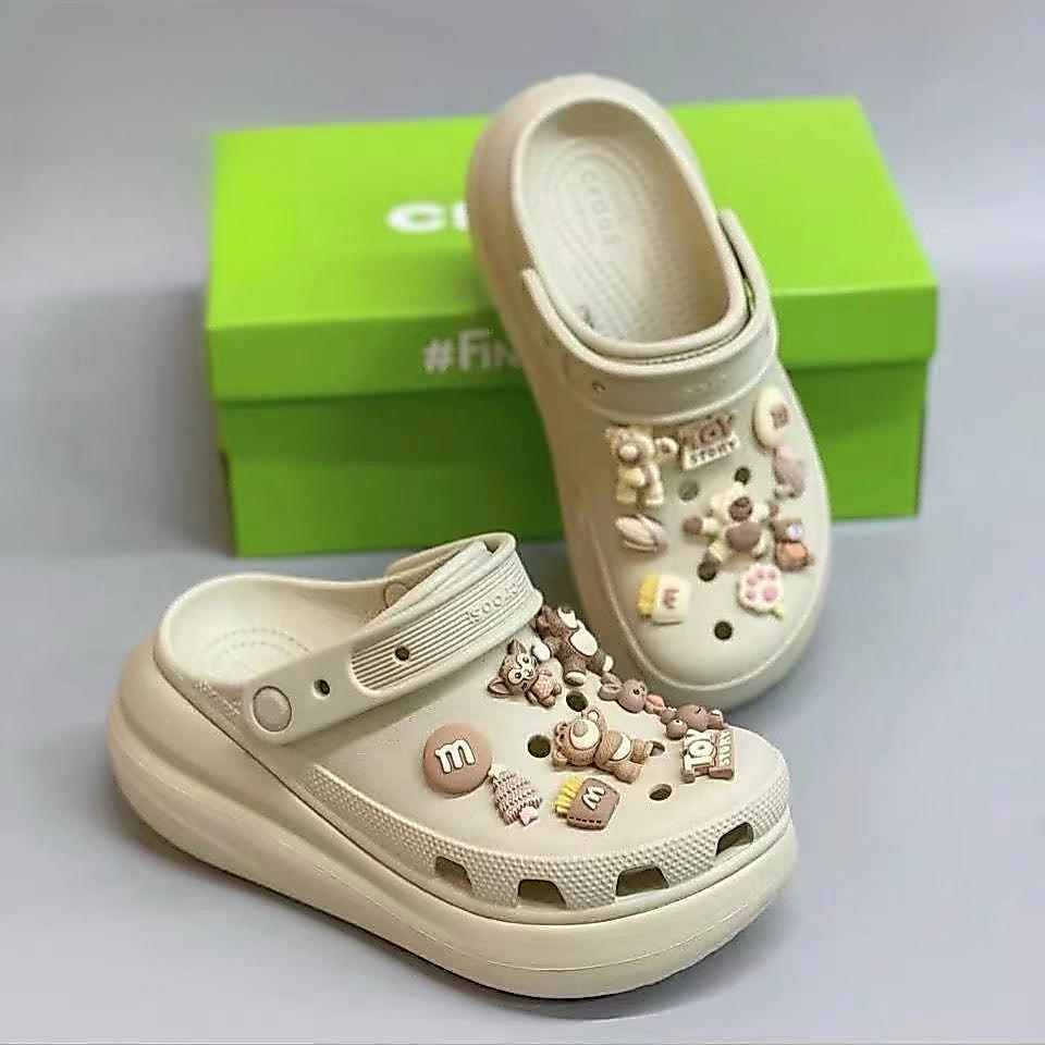 Dép nữ dép sục bánh mì đế cao 6 cm Tặng kèm bộ nhiều sticker gấu siêu xinh(MÃ 612 sticker Gấu nâu  )