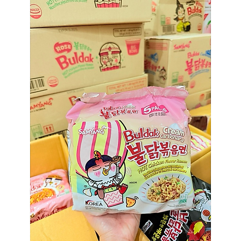 DATE MỚI - Lốc 5 gói - Mì khô Samyang Cream/ Samyang Cream Carbonara / Mì Samyang Cream / Samyang Cr